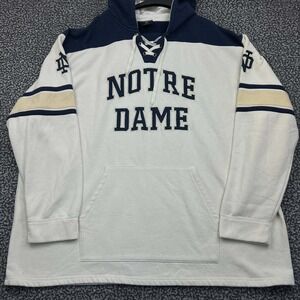 Notre Dame Fighting Irish Hoodie Men 6X White Fleece Colosseum NCAA Pullover